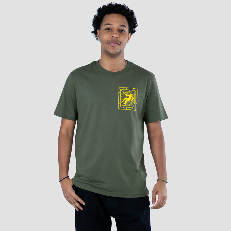 Junglist wearing our Olive Long Dark Tunnel T Shirt