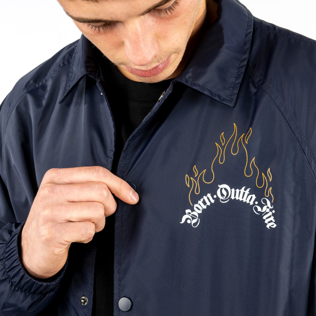 Born Outta Fire Navy Coach Jacket