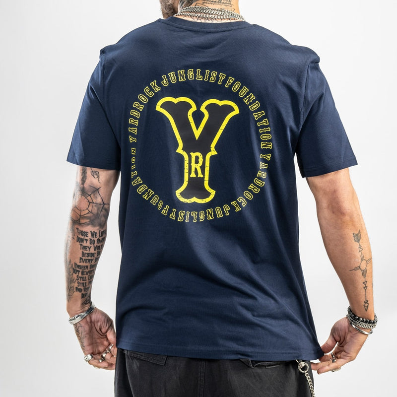 Navy Vintage YR with yellow print