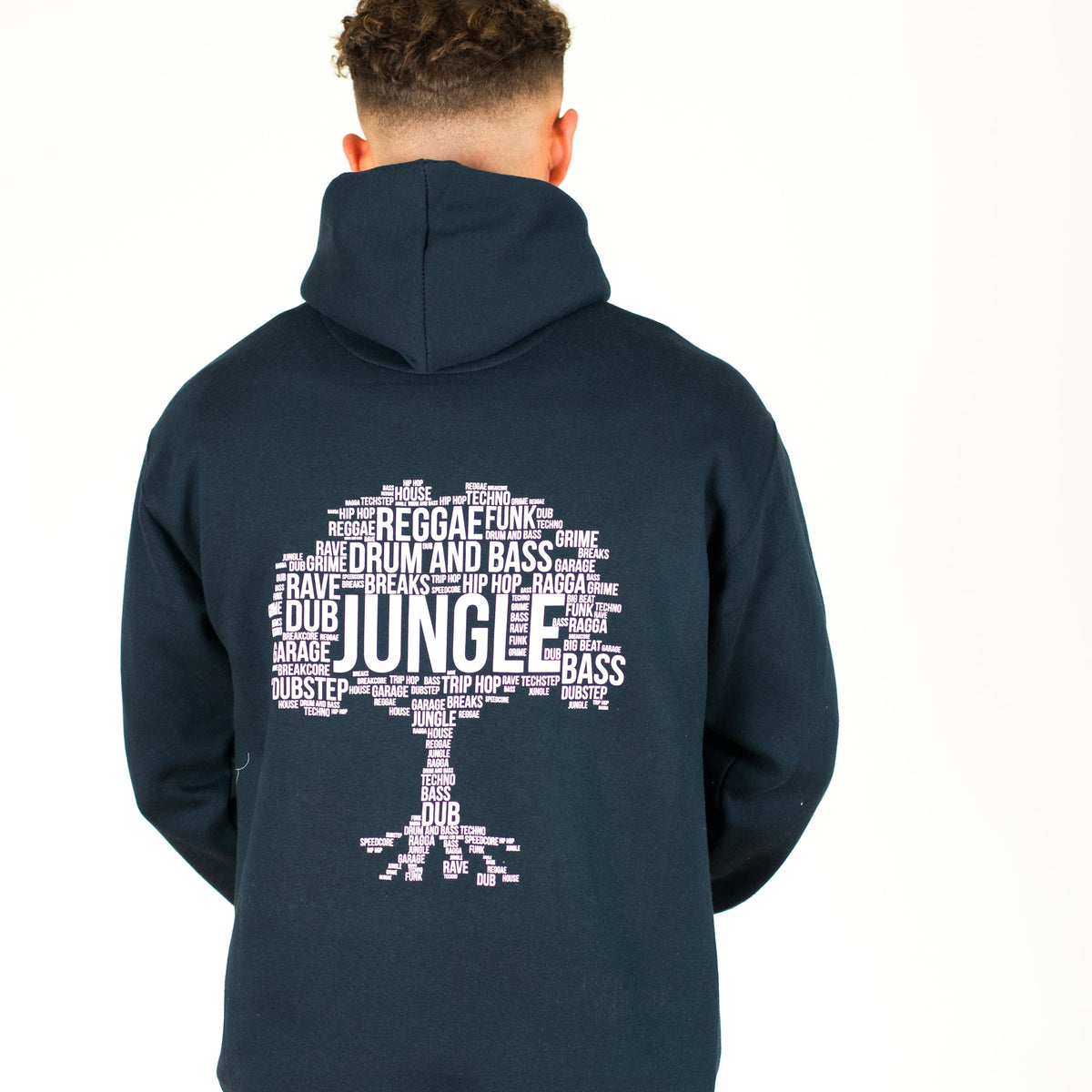 Navy Hoody with Large Roots Up Back Print