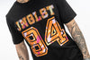 Close up of Orange Junglist 94 t-shirt