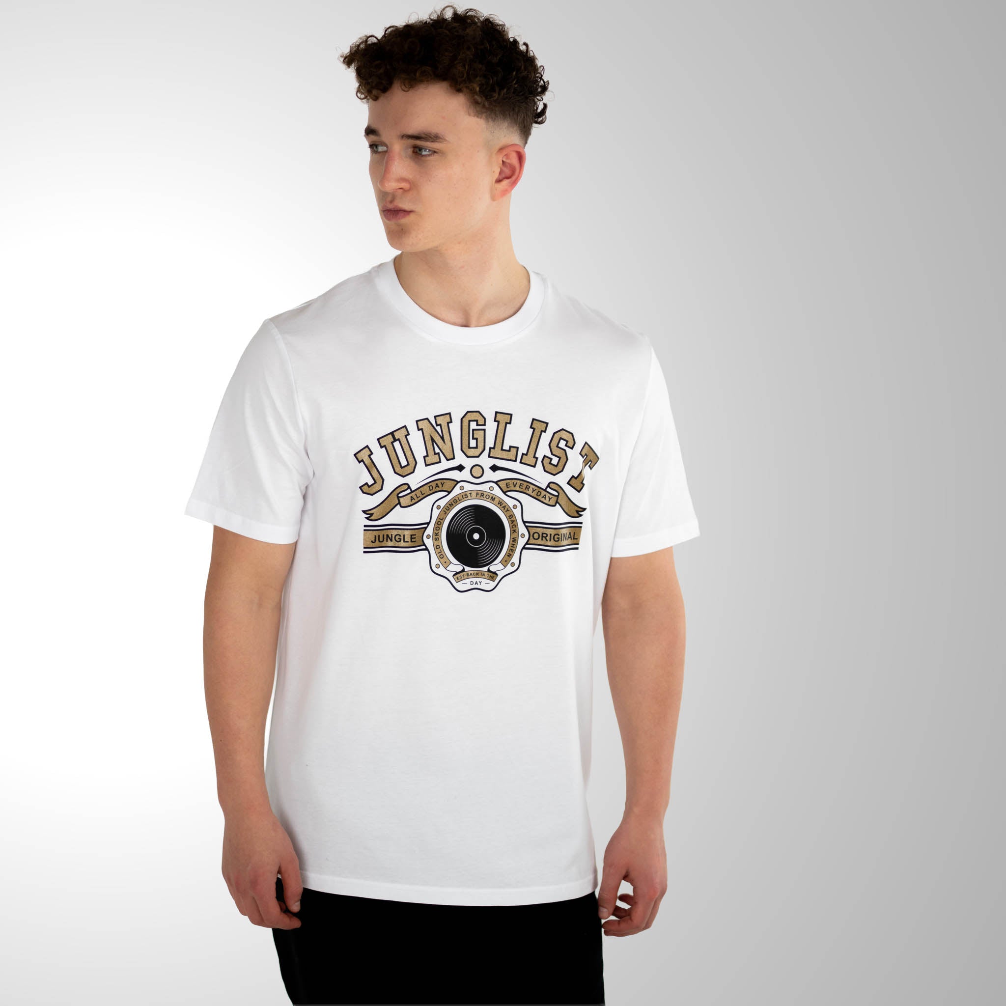 White Original Junglist worn by model