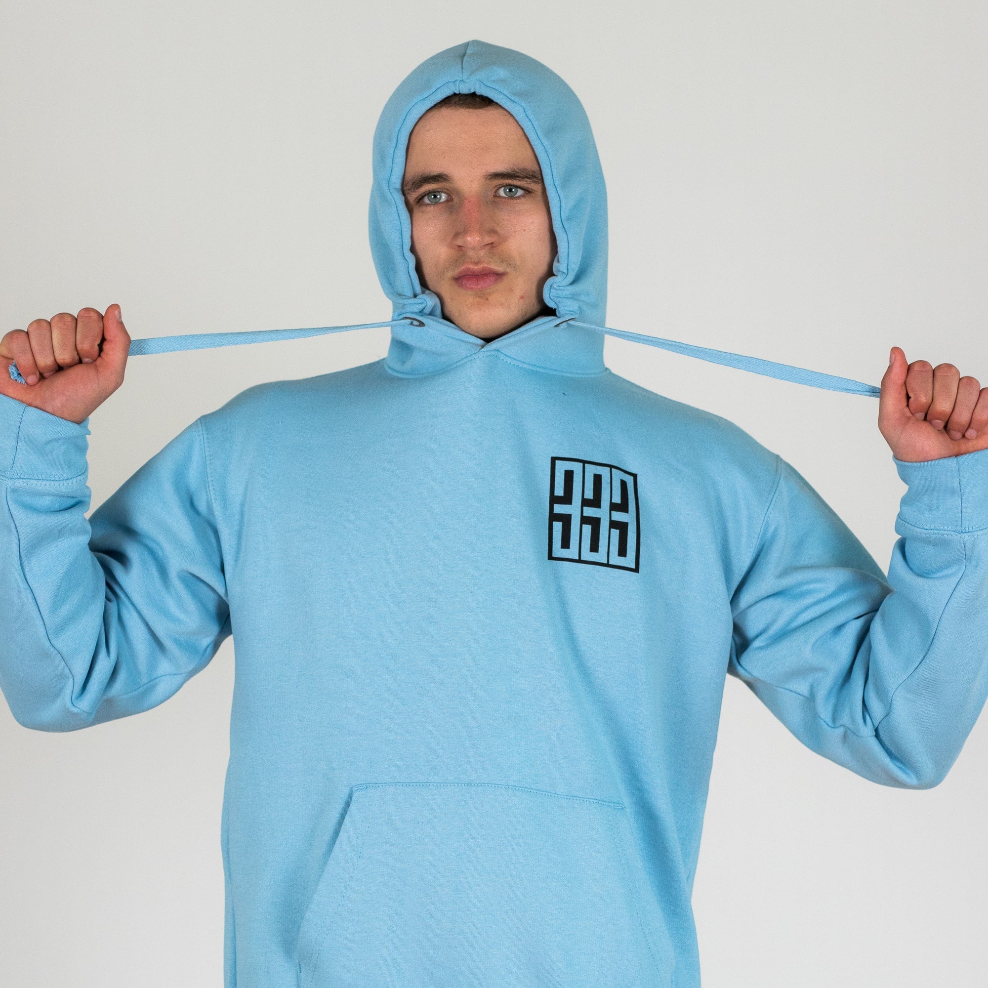 Triple 3 Boxed Powder Blue Hoody