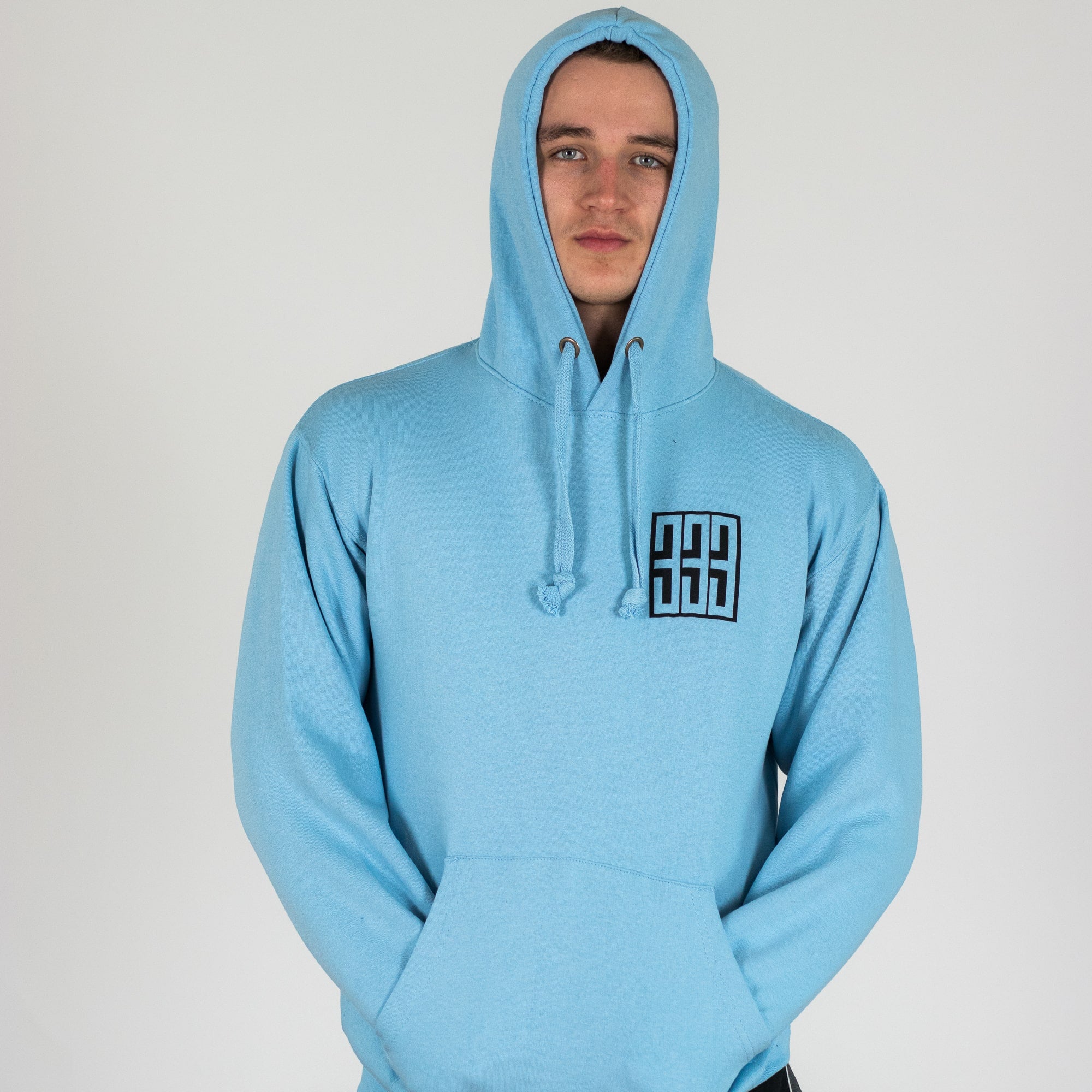 Triple 3 Boxed Powder Blue Hoody