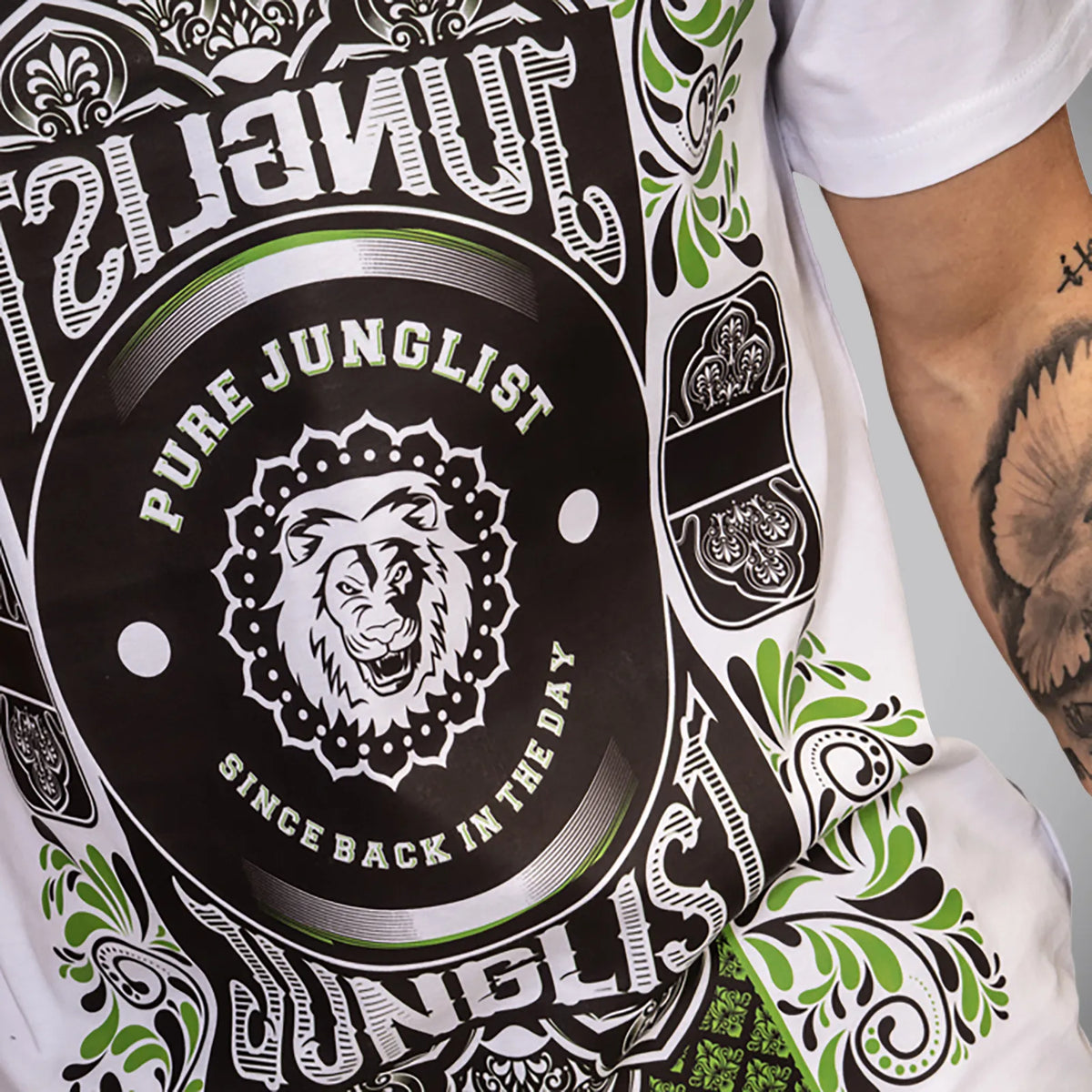 Pure Junglist Green & Black T-Shirt - White