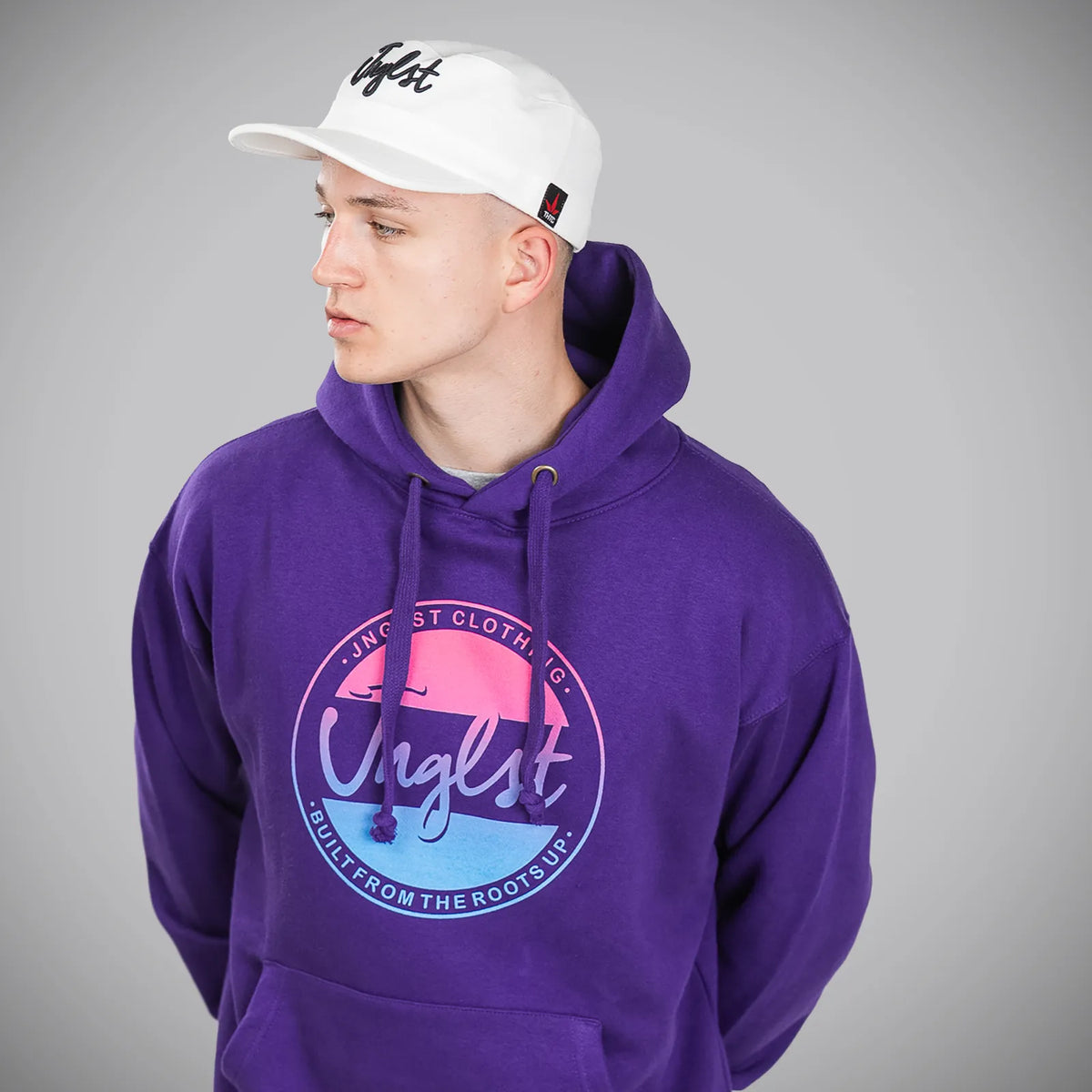 Purple Jnglst Fader Hoody Front Design