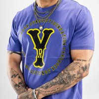 Purple streetwear t-shirt with yellow print