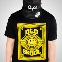 Old Skool Rave T-Shirt with bright yellow smiley