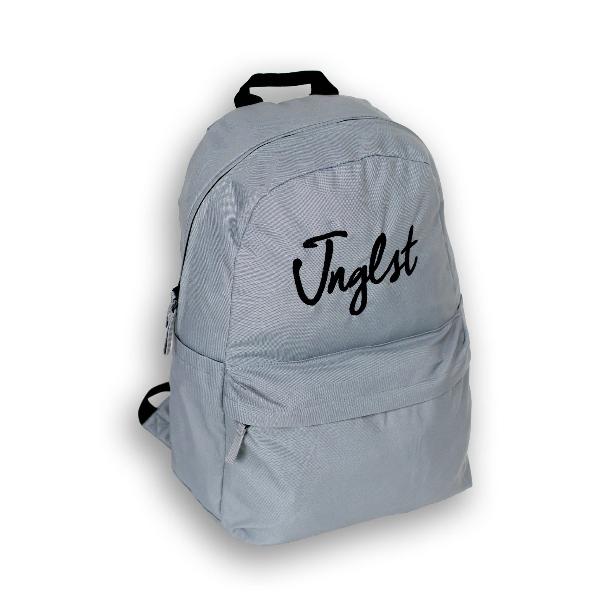 Gray backpack with 'Junglist' text on a white background