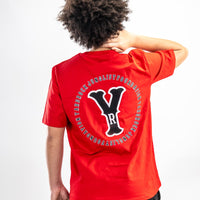 red vintage yr yardrock t shirt back print