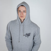Rewired Smiley Junglist Grey Hoody with hood up