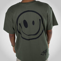 Junglist Smiley Rewired Olive Green Smiley T-Shirt
