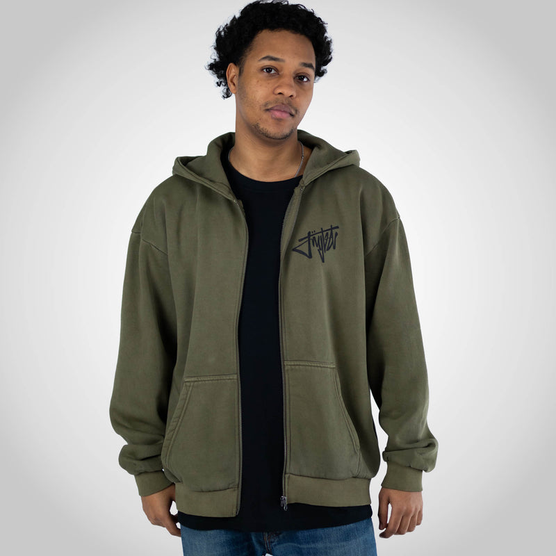 Rewired Smiley Olive Zip Hoody