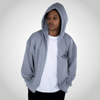 Royalty Crown Grey Zip Hoody worn by model