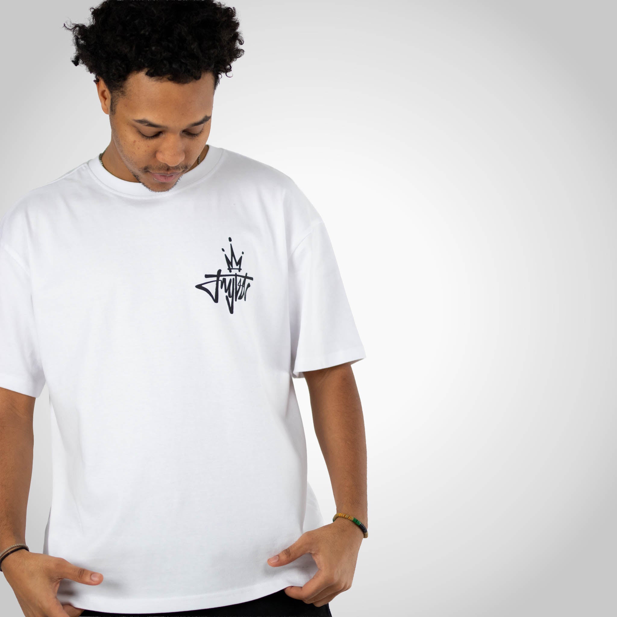 Royalty White Crown T Shirt worn by a Junglist