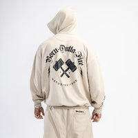 drum and bass sand coloured hoody back