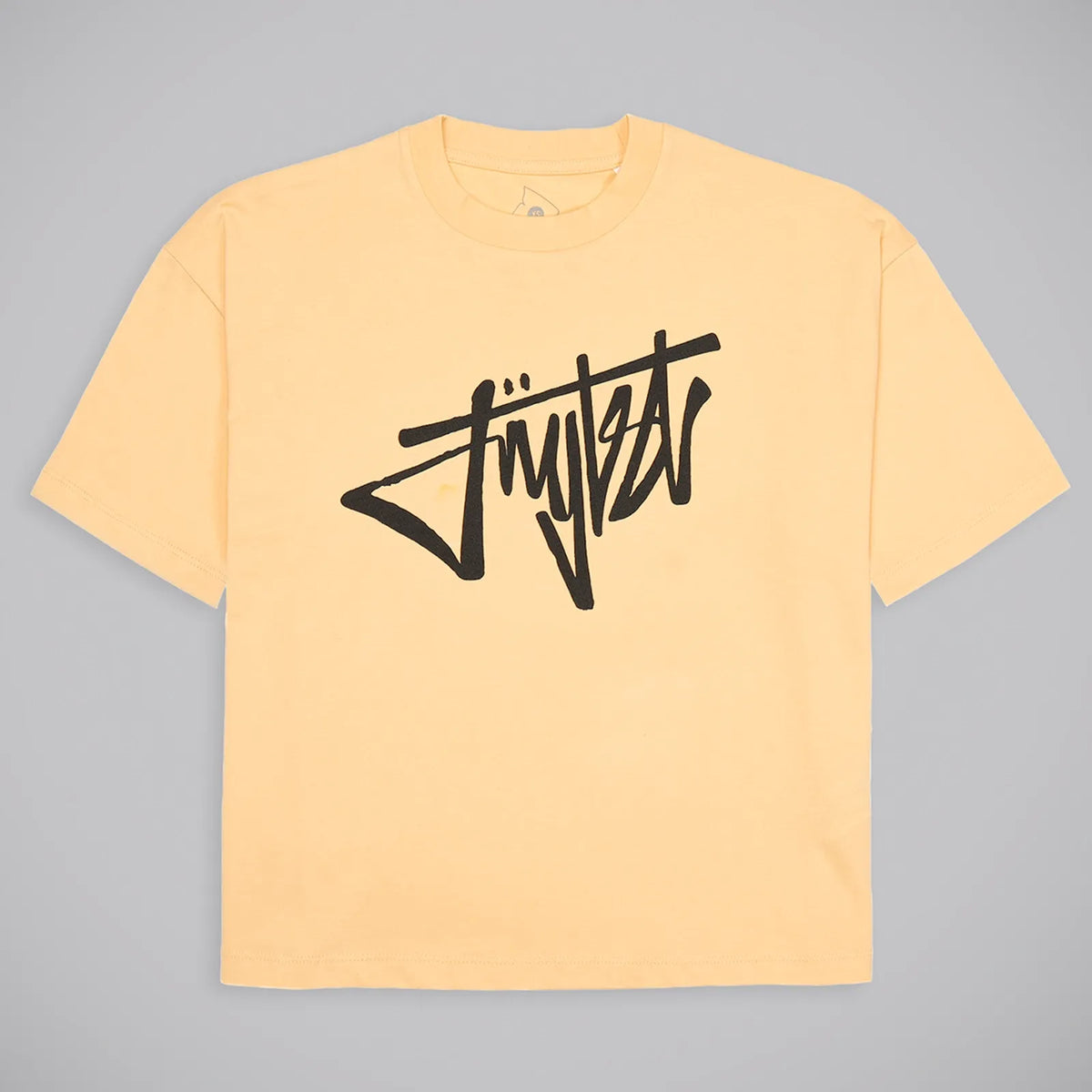 Jnglst script VIP design on a yellow women's t-shirt