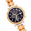Jnglst Clothing watch with wooden strap on a white background