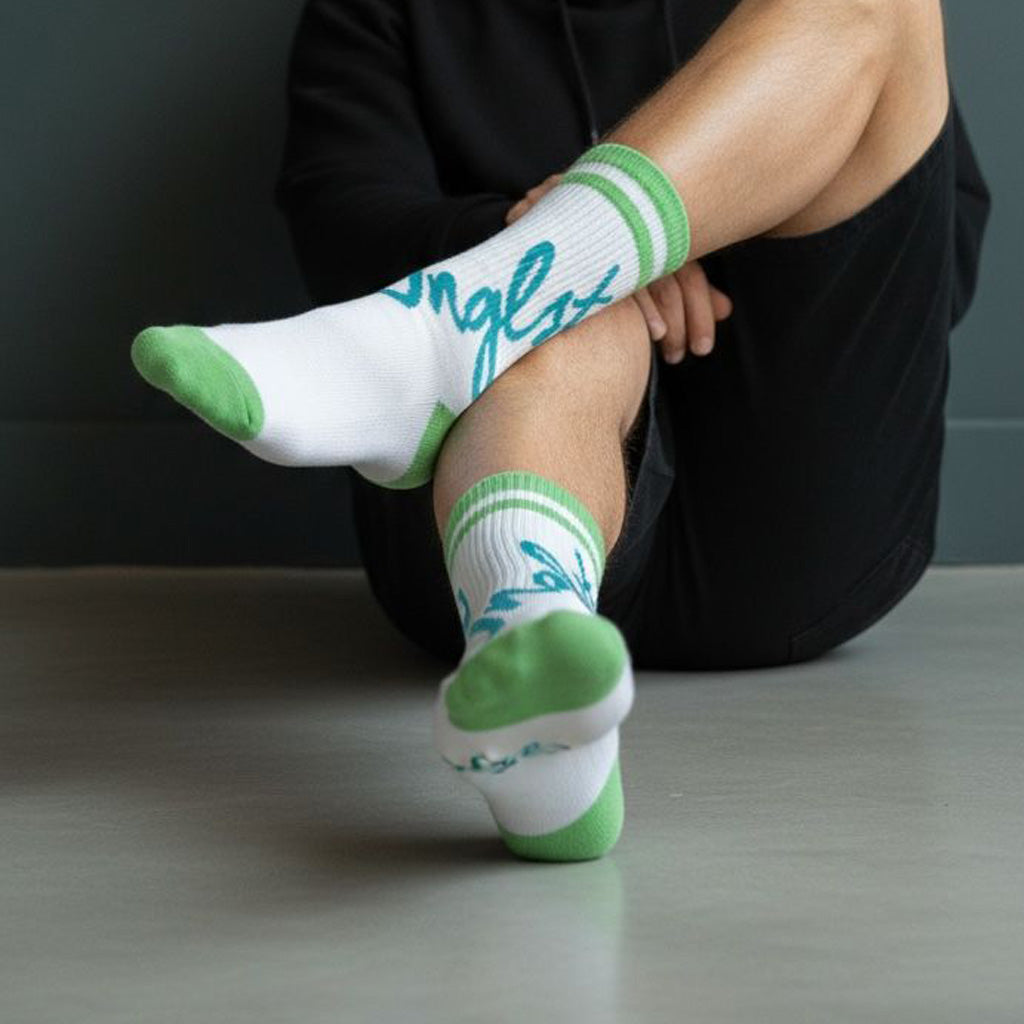 Jnglst X THTC White and Green Hemp Socks