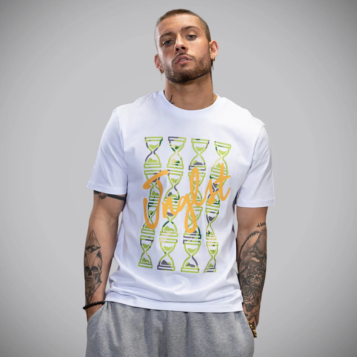 Green Timepiece - White T-Shirt