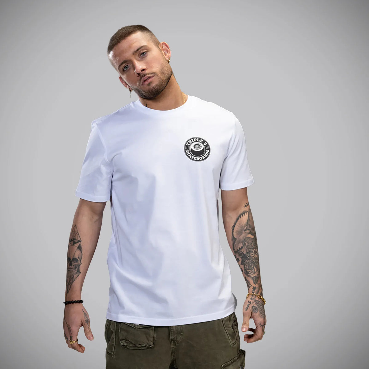 Triple 3 White Wheel Up T-Shirt