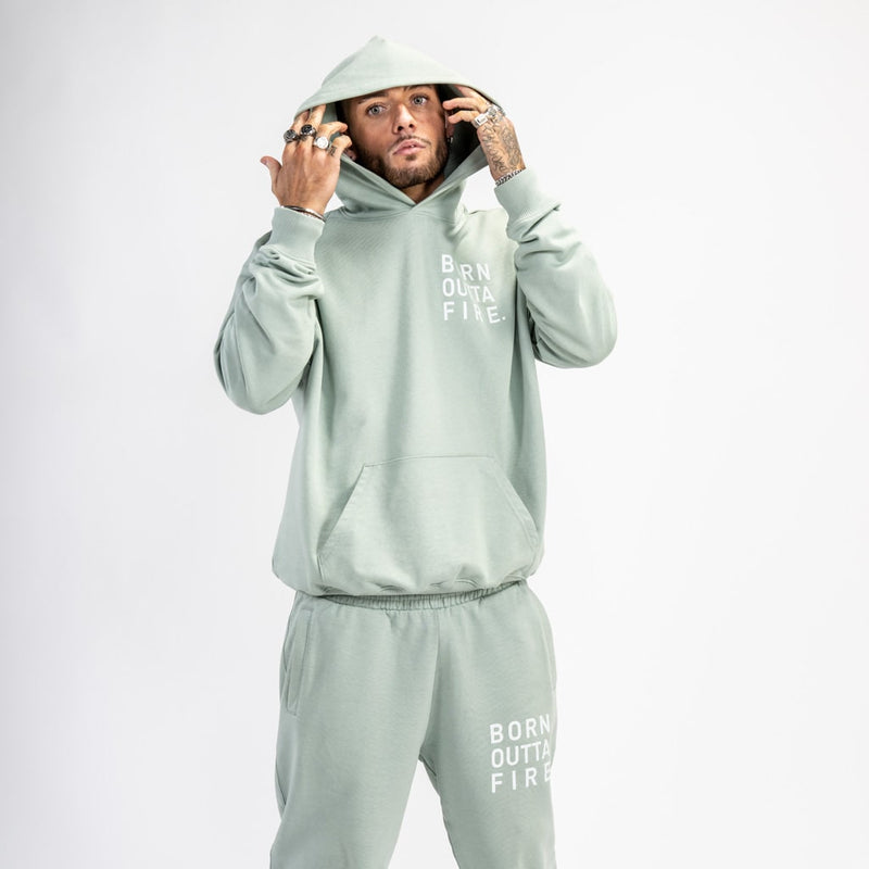 Born Outta Fire sage green tracksuit