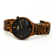 Dark Wooden Watch with Black Face