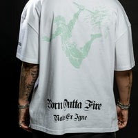 Back print on our oversized Born Outta Fire T shirt