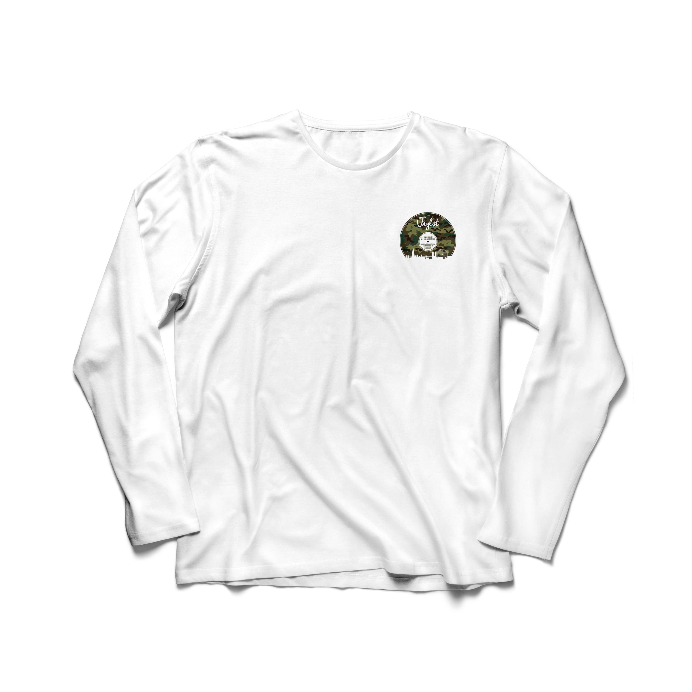 White Long Sleeve Small front print T Shirt