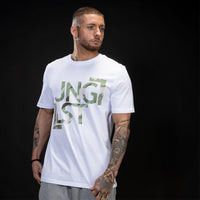 Green Junglist Design on a White T Shirt