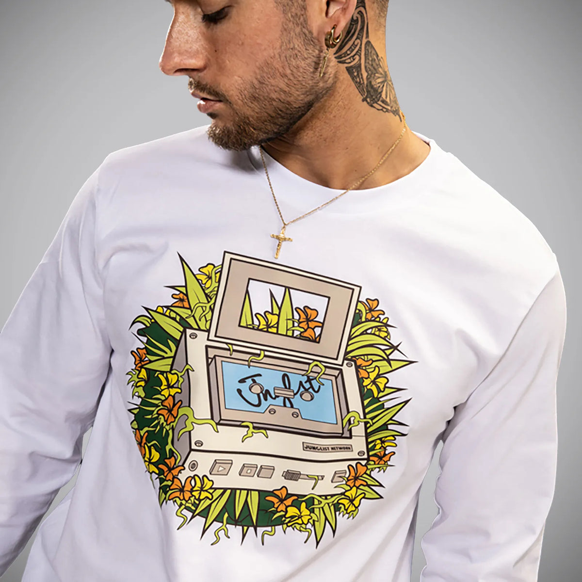 White Jungle Walkman Long Sleeve T Shirt