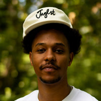 Model wearing White Hemp Army Cap