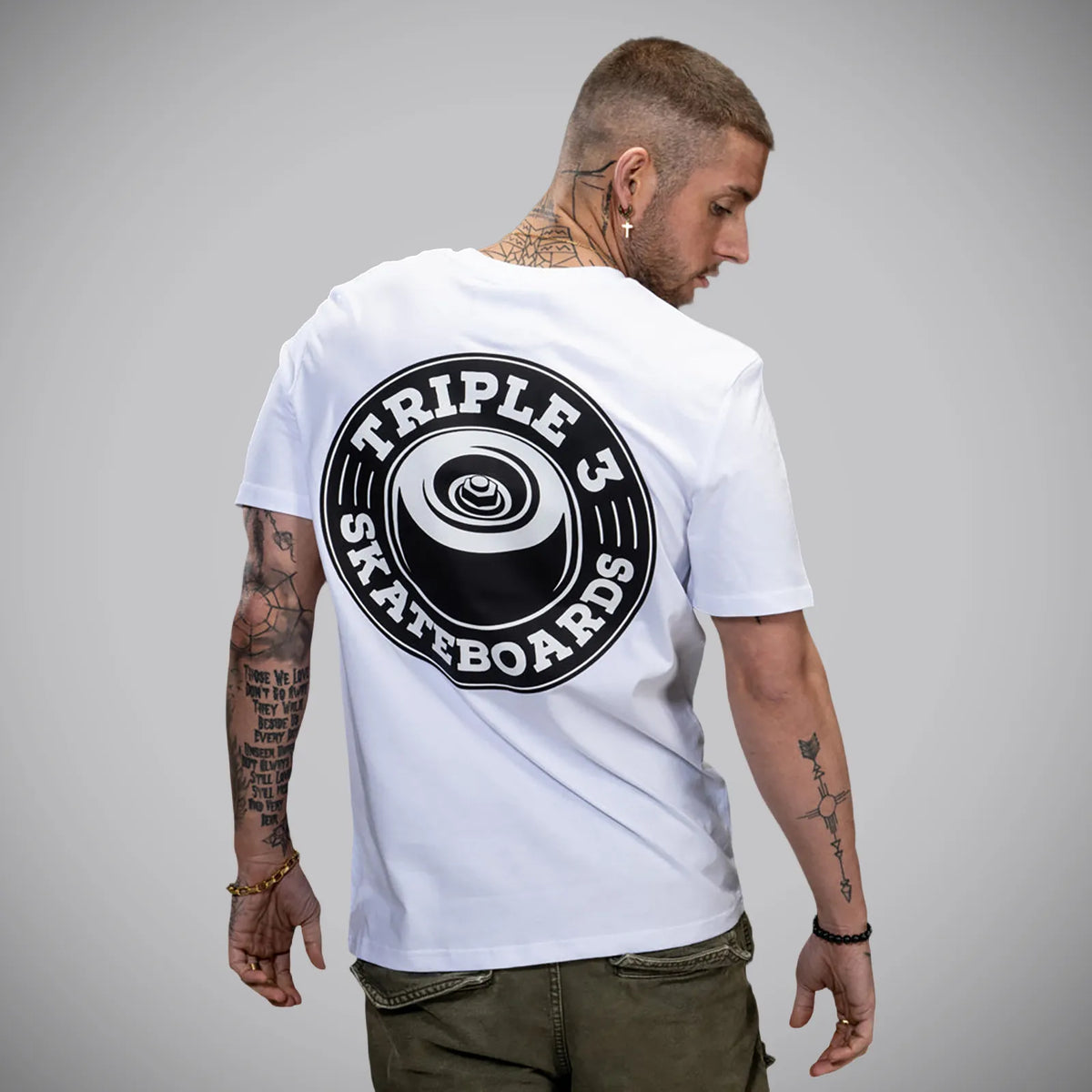 Triple 3 White Wheel Up T-Shirt