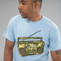 Light Blue Ghetto Blaster T-Shirt on Model