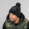 Junglist Movement Black Pom Pom Beanie from side