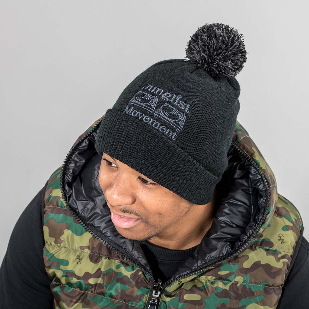 Junglist Movement Black Pom Pom Beanie