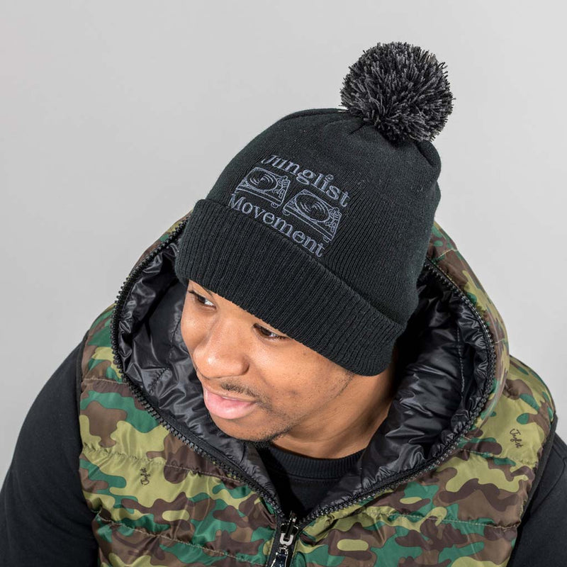 Junglist Movement Black Pom Pom Beanie