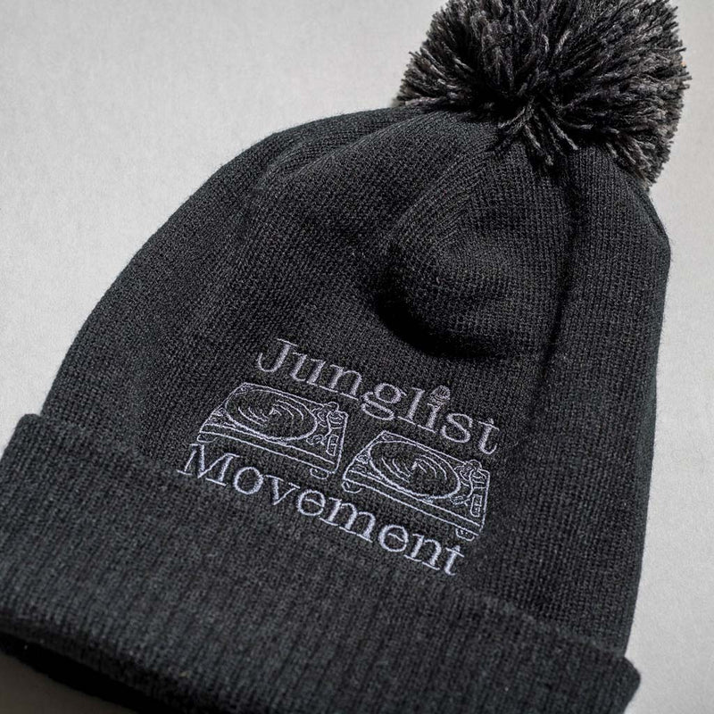 Aerosoul Clothing's Pom Pom Junglist Movement beanie close up