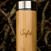 Bamboo Flask for hot or cold drinks, engraved with Jnglst logo