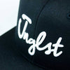 Close up Black 3d embroidered JNGLST Snapback