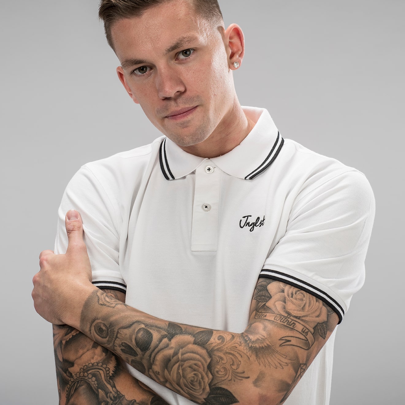 White Polo Shirt for Junglist and Drum and Bass ravers