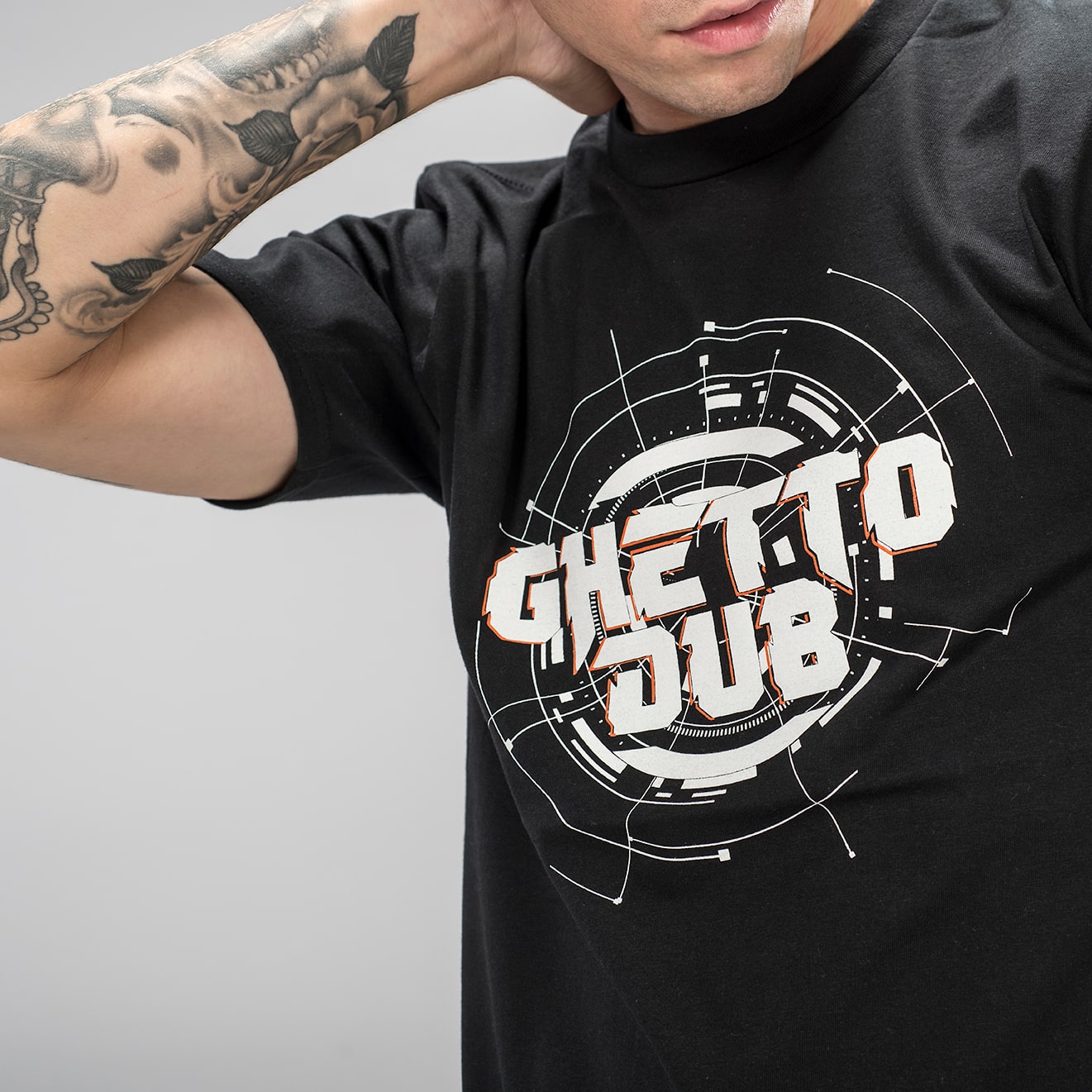 Ghetto Dub T-Shirt in Black on Model