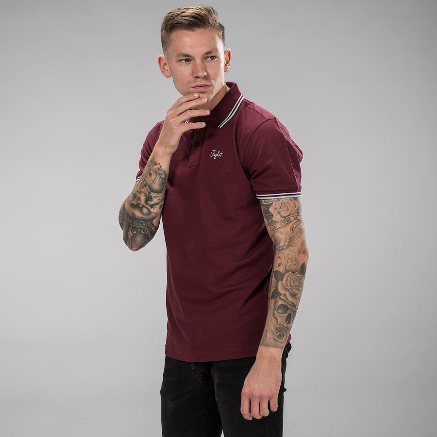 Front view of Burgundy Junglist Polo Shirt