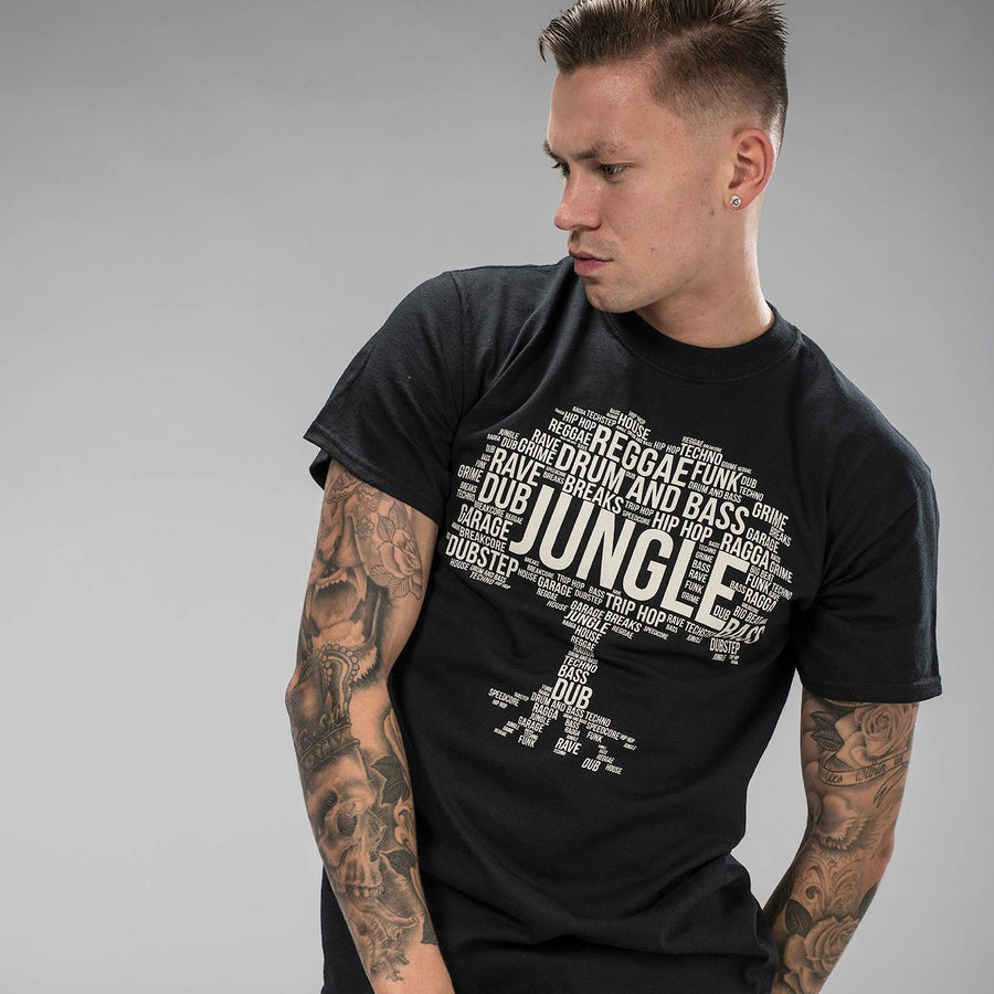 Jungle Roots and Branches for Junglist Black Tee by Jnglst Clothing