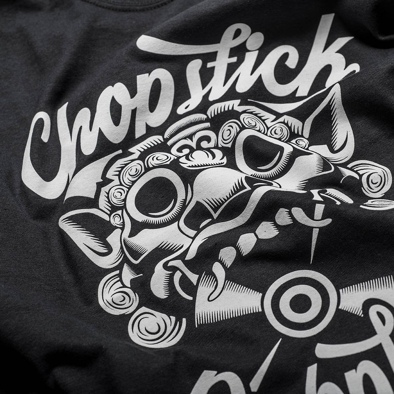 Chopstick Dubplate Design on Black T Shirt