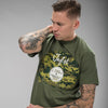 Model wearing Jnglst Clothing Camo Vinyl T Shirt