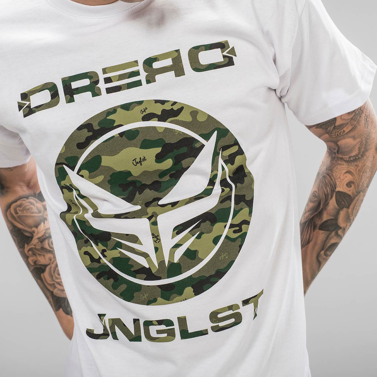 Dread Junglist Collab White T-Shirt from the Front