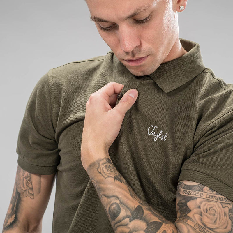 Embroidered Junglist Polo Shirt in Olive