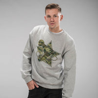 Junglist Revolution Camo Sweatshirt on Model