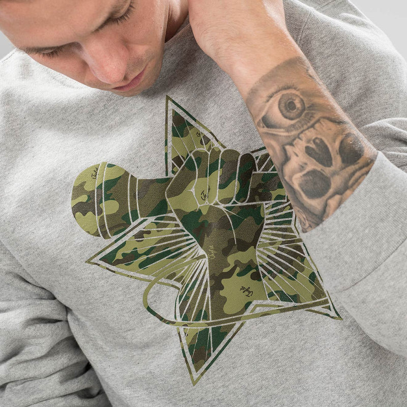 Camo Grey Sweatshirt Revolution Close up